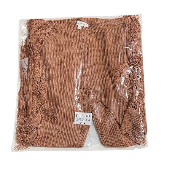 Side Fringe Knit Flare Leg Pants Size S Caramel Brown Sheer Cowgirl Costume NWT - Picture 13 of 15